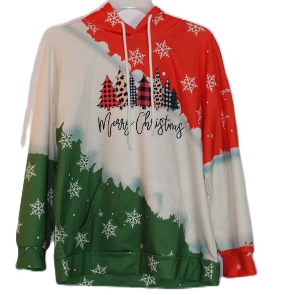 Christmas Sweatshirt Hoodie Christmas Tree's Orange Green White… - Picture 2 of 8